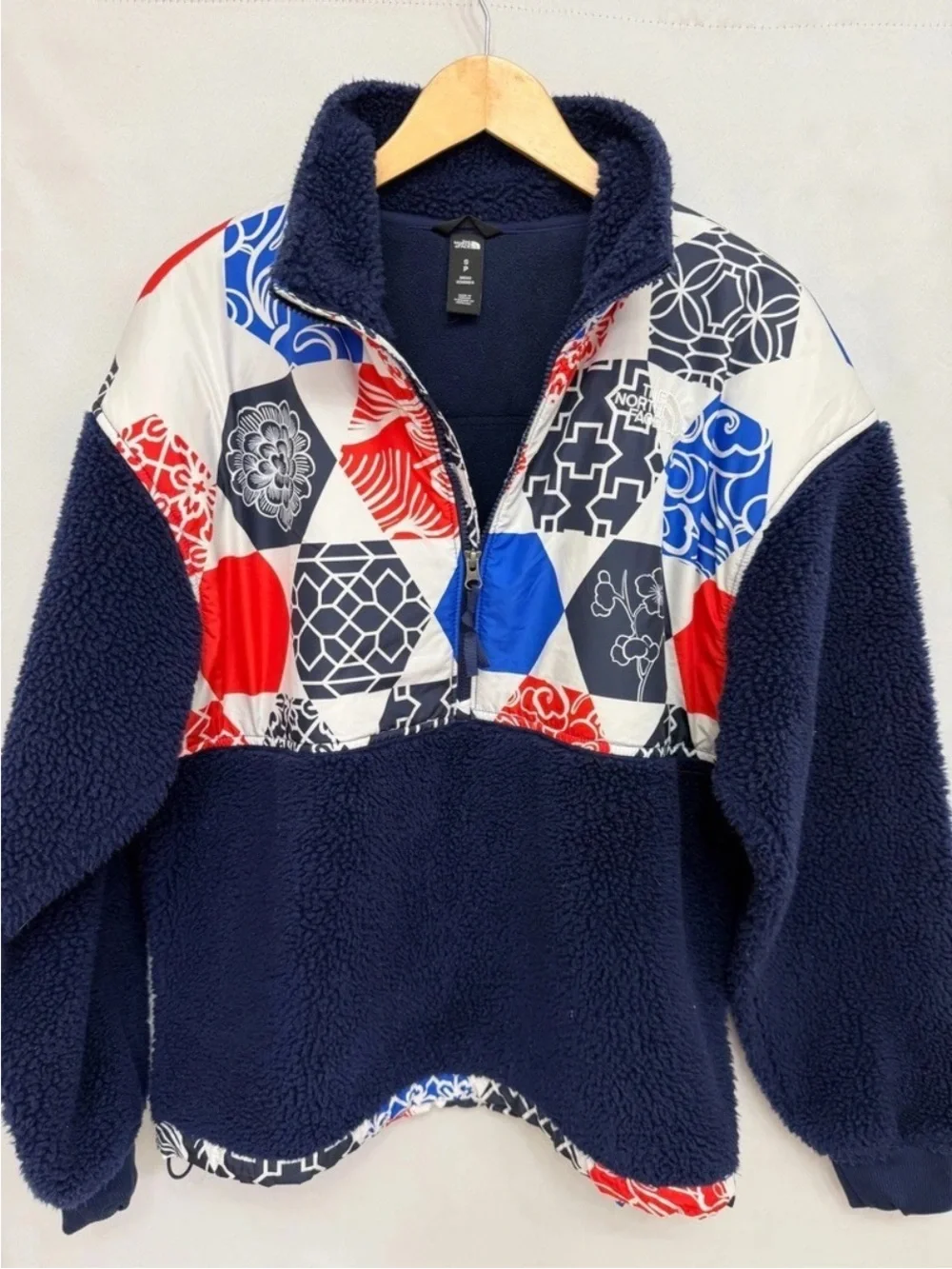 The North Face Printed Platte Sherpa 1/4 Zip Limited Olympic Capsule Blue Men S